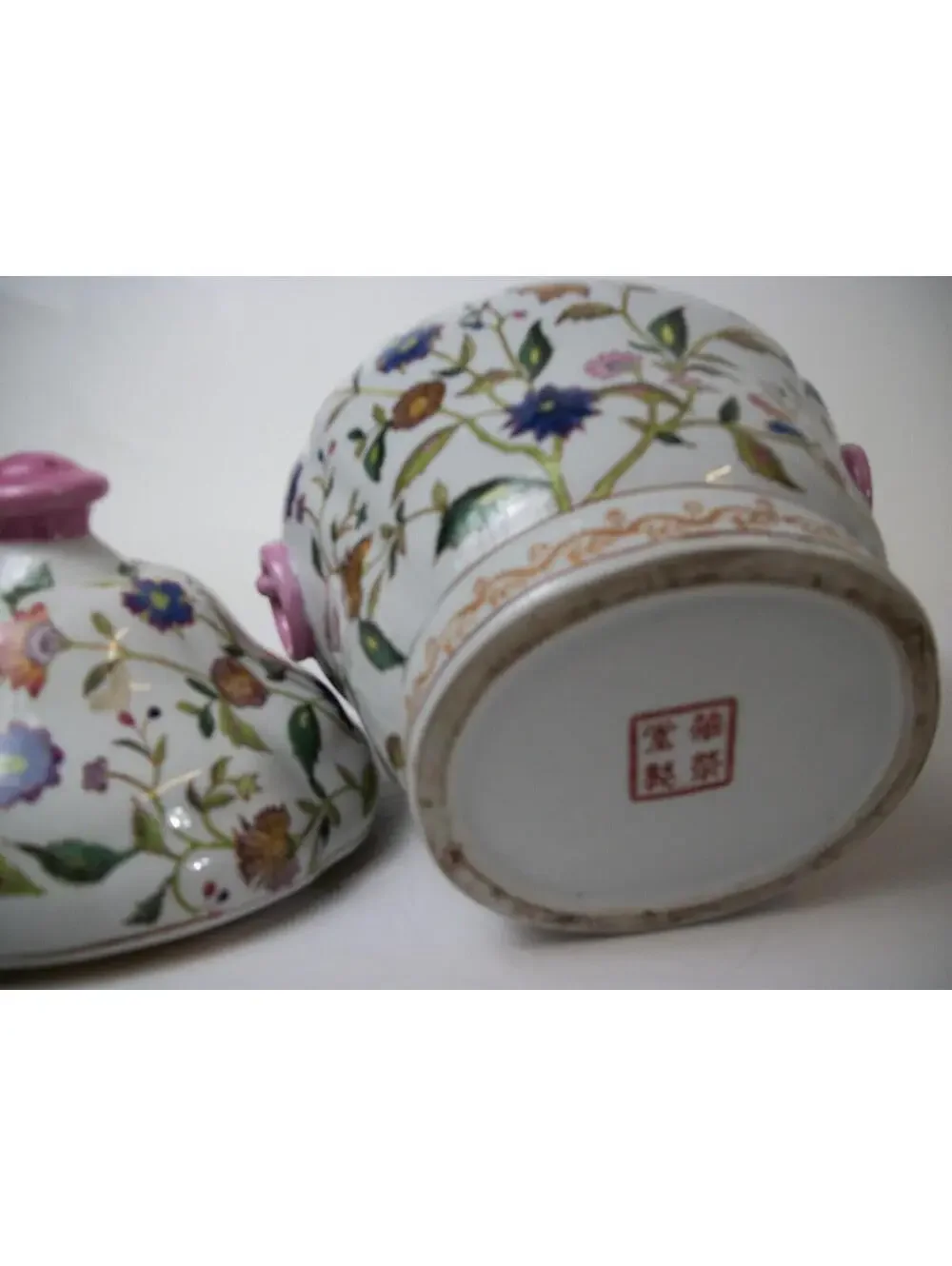 Vintage Floral Chinese Porcelain Ginger Jar Hand Painted Hua Rong Tang Zhi